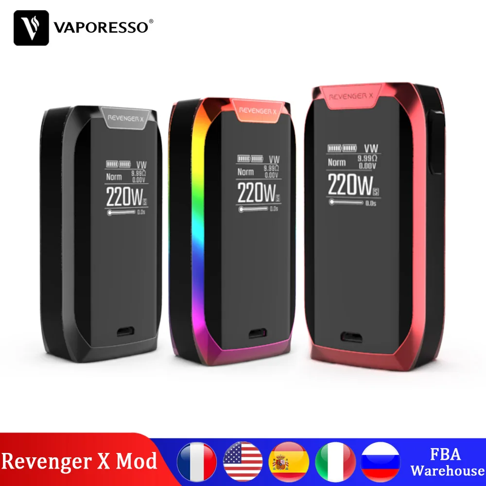 

Original Vaporesso 220W Revenger X Box Vape MOD with NRG SKRR S VECO VM Tank Atomizer GT EUC Coil Core Touch Screen E-cigarette