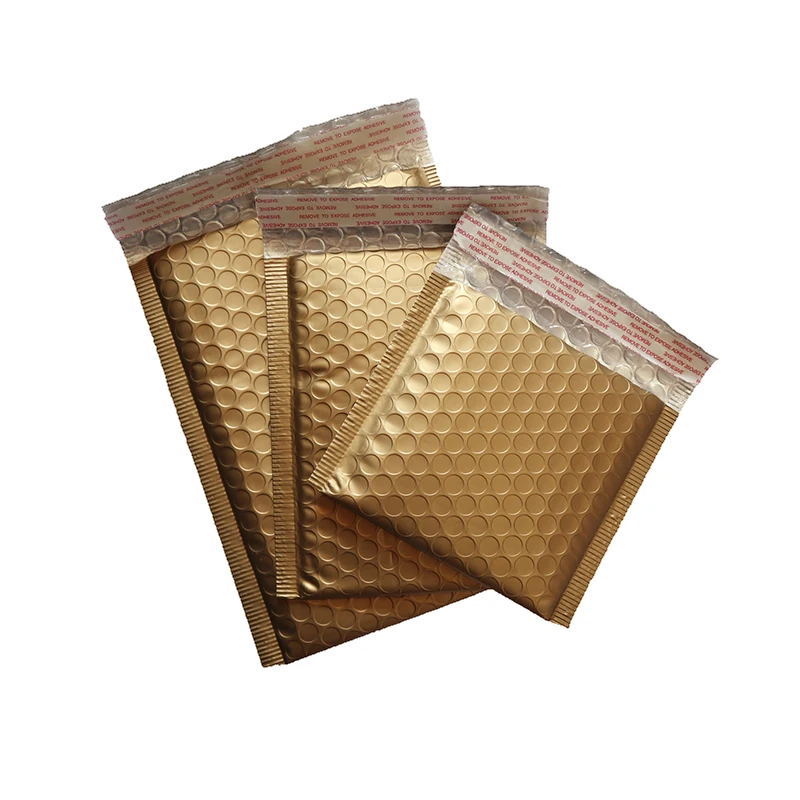 

30Pcs 4 Sizes Matte Gold Mailing Envelope Bags Waterproof Courier Bags Shockproof Bubble Mailers Padded Bubble Envelopes Bag