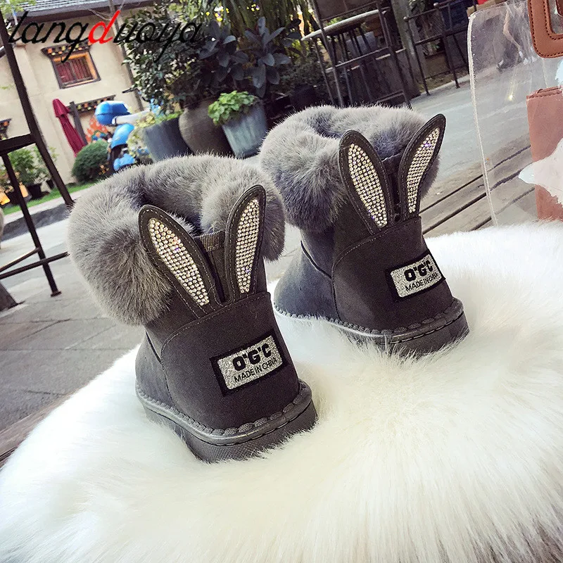 Women'S Platform Faux Rabbit Fur Snow Boots