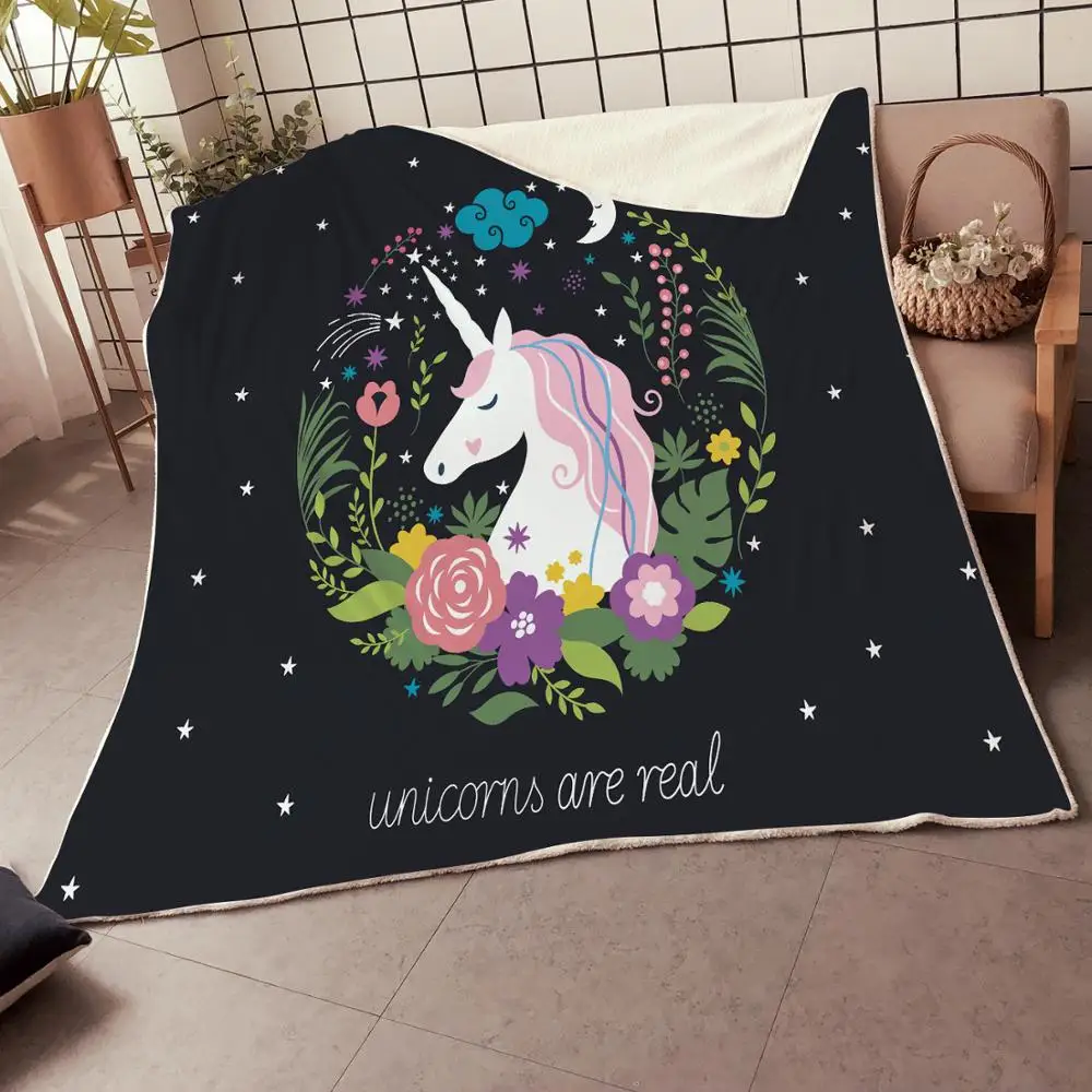 3D печатных Единорог Цветочные шерпа одеяло для детей девочки диване мягкие плюшевые одеяла тонкое одеяло Прямая поставка по индивидуальному заказу