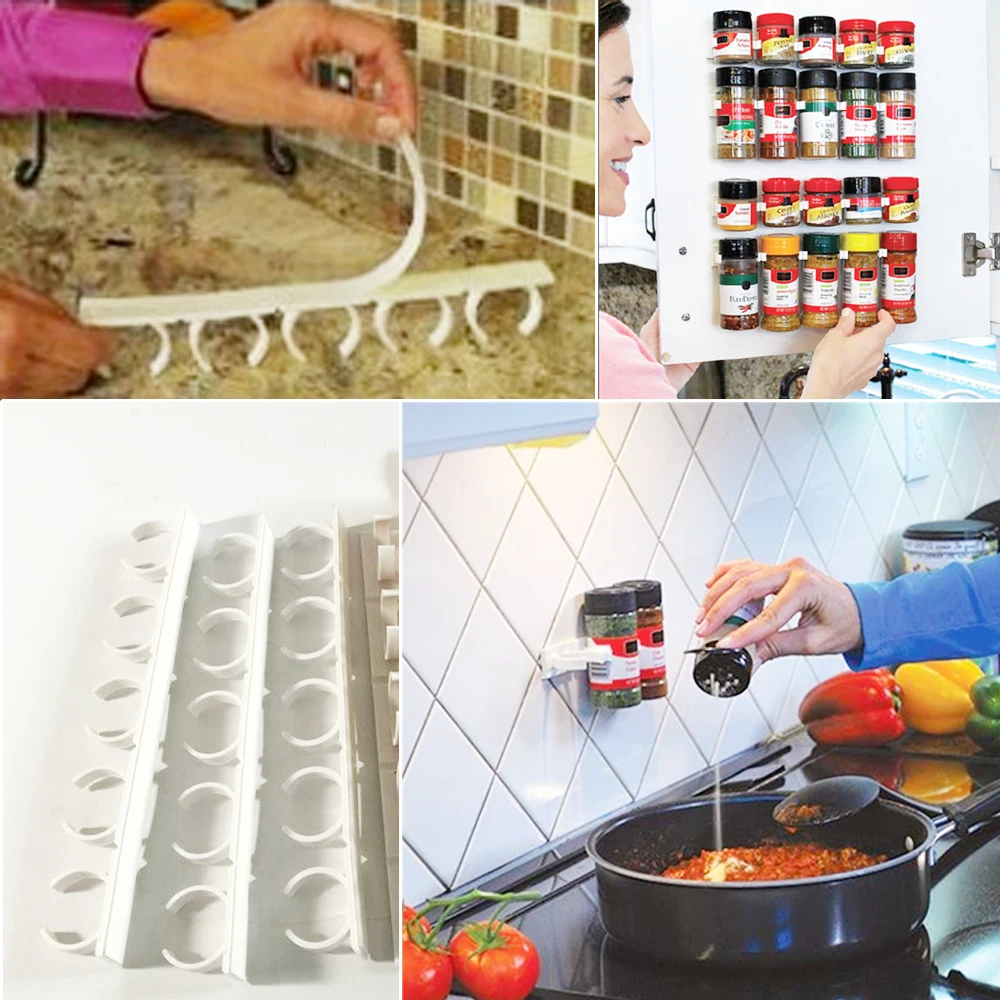 20 зажимов, кухонный захват для специй, Полоска, стойка для банок, держатель для хранения, органайзер, настенный, для двери шкафа, подвесной, для специй