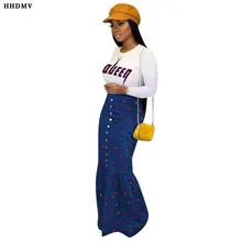 HHDMV, модные женские уличные стильные длинные пуговицы для юбки, высокая талия, принт, простая, развивающая мораль, длина до пола, длинная юбка