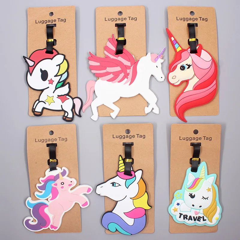 Travel Accessories Cute Unicorns Animals Luggage Tag Silica Gel Suitcase ID Addres Holder Baggage Boarding Portable Label |