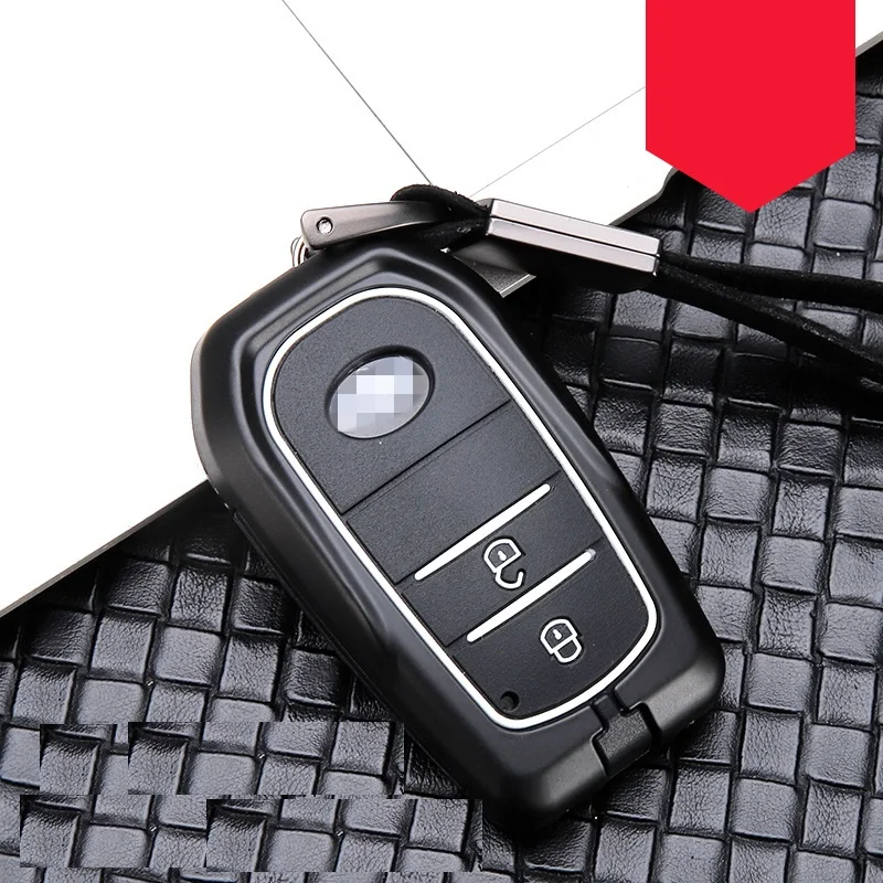 2button blackwhite Углеродное волокно сплав+ силиконовый автомобильный корпус умного ключа Крышка для Toyota Camry Highlander Prado Crown Land Cruiser Prius Vitz Reiz Prius - Название цвета: 2button blackwhite