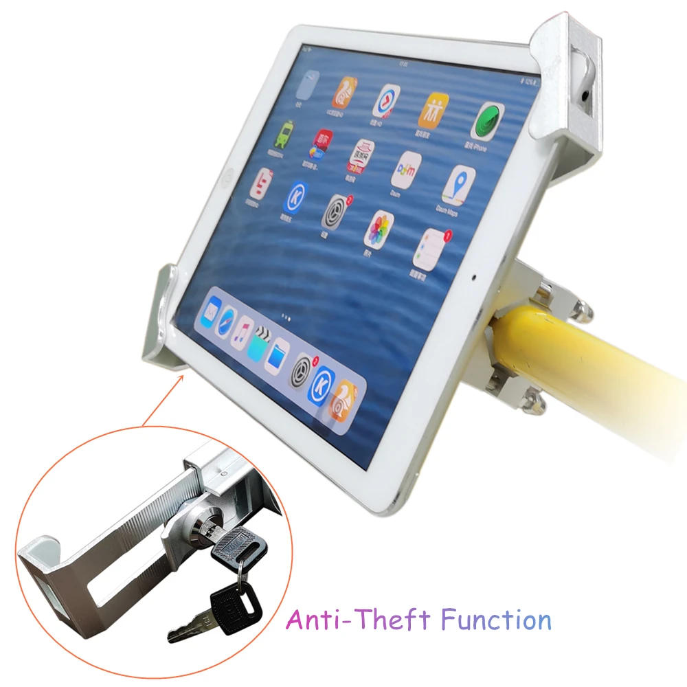 AntiTheftTabletStandforBikeandMotorcyclePoleTubeMountTabletLockedHolderTablet