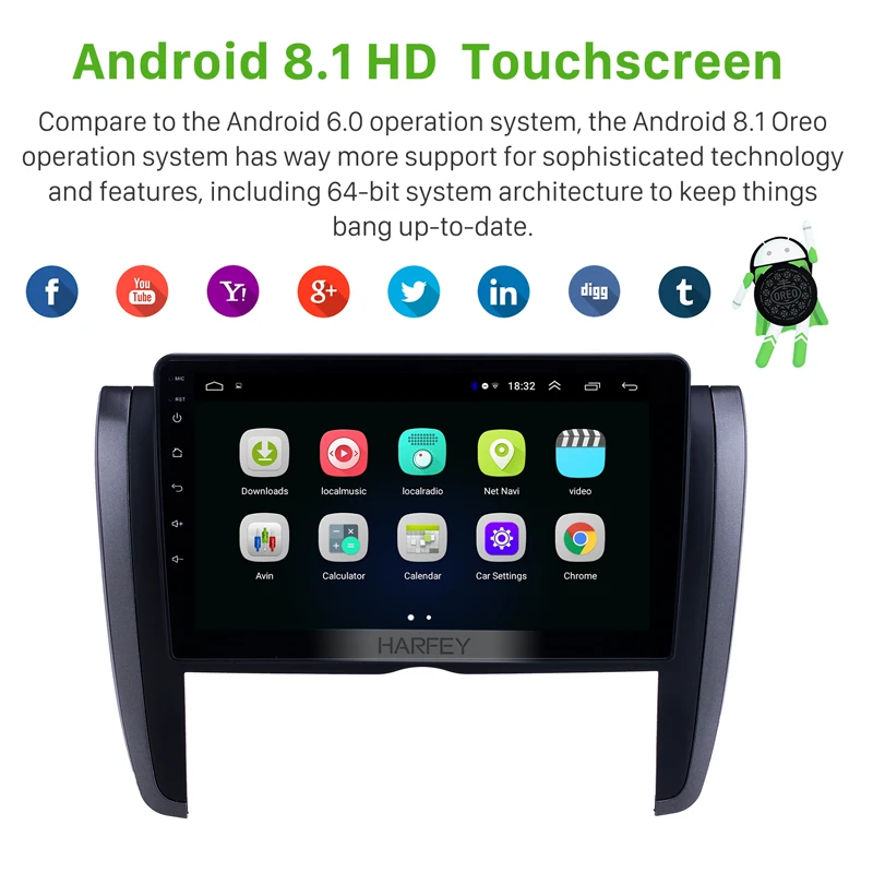 Excellent Harfey 9 inch GPS Car Radio for Toyota Allion 2007 2008 -2015 Android 8.1 HD Touchscreen Bluetooth USB AUX support Carplay DVR 1