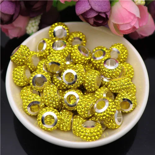 20Pcs New Assorted Color Luxury Rhinestone Large Hole Spacer Fit Pandora Charms Bracelet Hair Beads for Women DIY Jewelry Making New Luxury Color 8