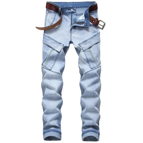 791 Light blue Новые мужские прямые мужские джинсы классические джинсы брюки брендовые обтягивающие тонкие Стрейчевые джинсы осенние брюки - Цвет: 791 Light blue