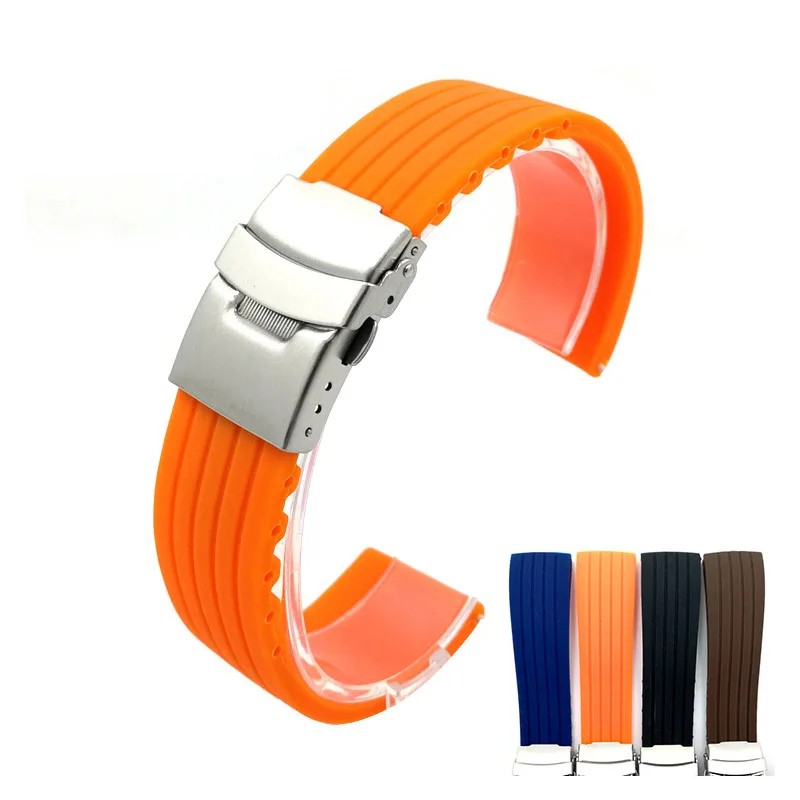 

18mm 20mm 22mm 24mm Silicone Strap Folding Buckle for Samsung Galaxy Watch Gear S2 S3 Quick Release Rubber Bracelet Strap Band