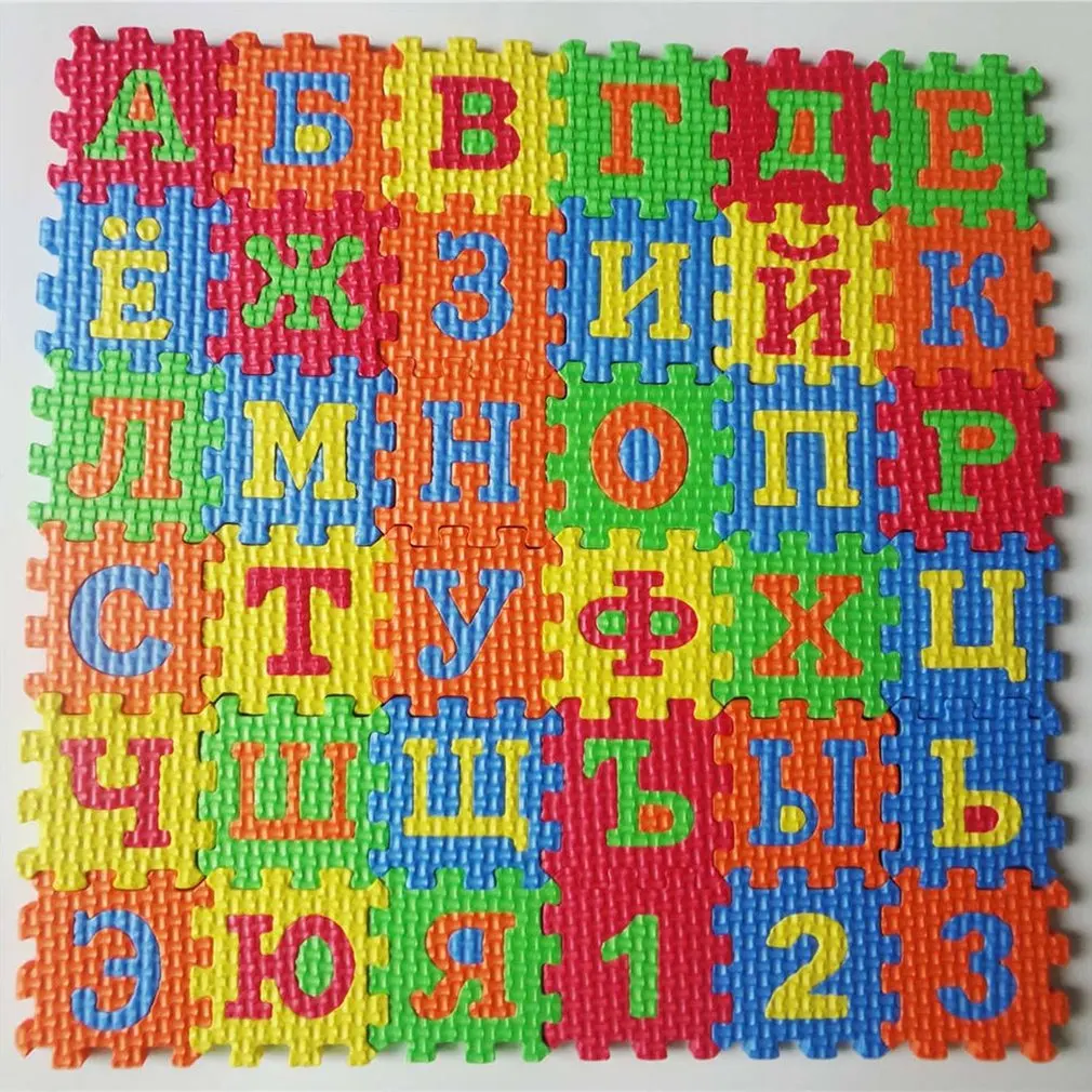 

36Pcs 5.5*5.5cm Eco-friendly EVA Puzzle Symbols Digital Russian Geometry Math Puzzle Mats Education Toys For Kids