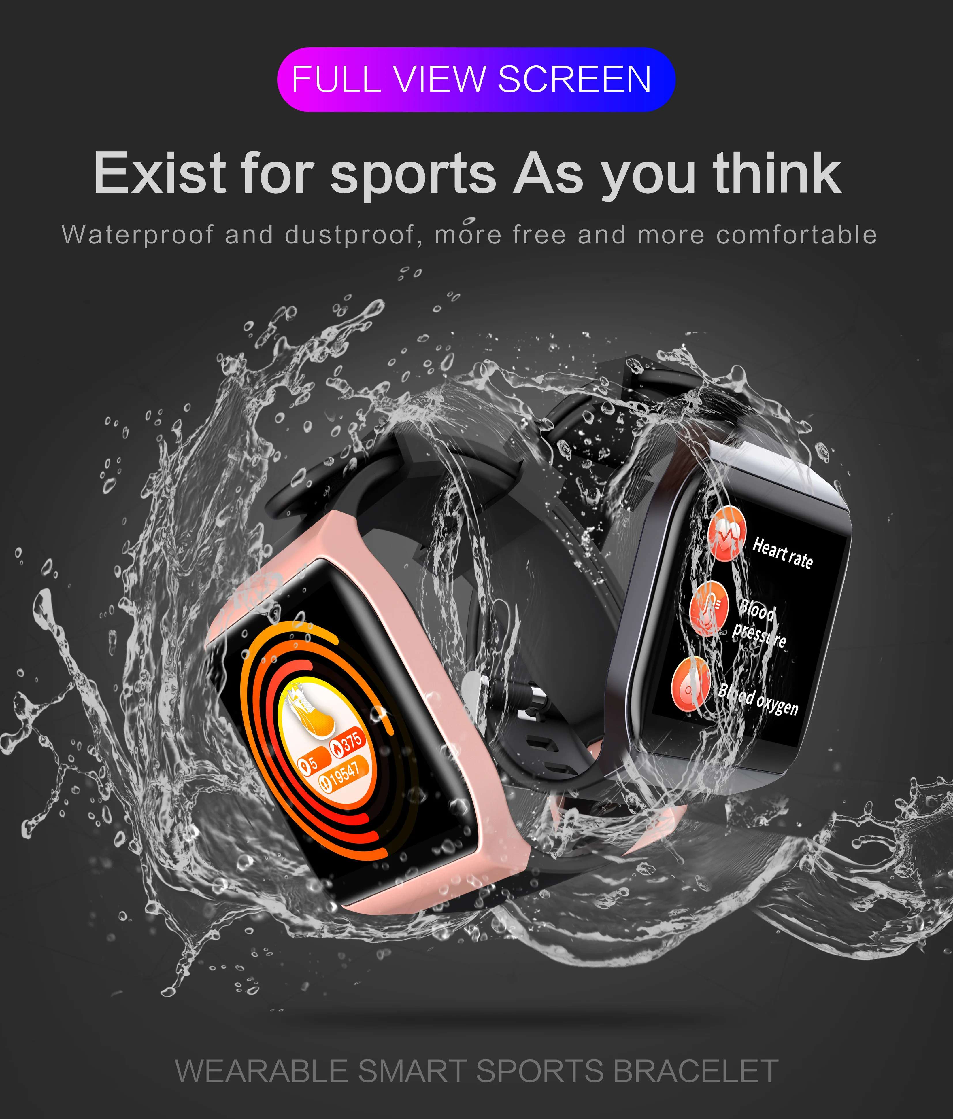 BINSSAW Smart Bracelet Heart RateTracker Message Reminder KSS901 Color Screen  Sport Waterproof Digital Men SmartWatch for Ios