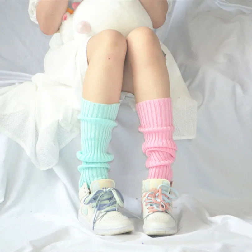 Leg Warmers Sweet Girl Leg Warmers Wool Ball Knitted Foot Cover Women Autumn Winter Leg Warmer Socks Japanese
