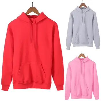 

Simple Women Autumn Solid Color Long Sleeve Drawstring Sweatshirt Sports Hoodie