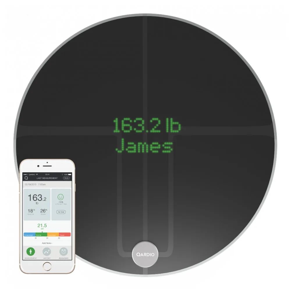 Цифровые весы QardioBase 2 Wireless Smart Scale B200-IVB черный