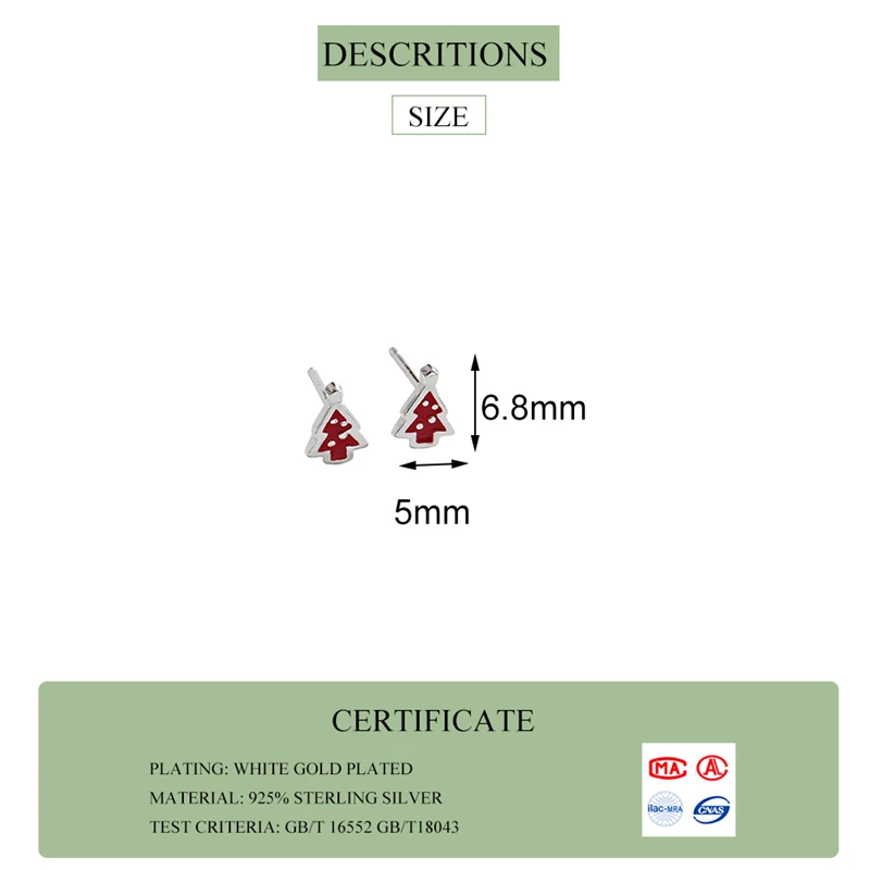 VIVILADY милые женские серьги гвоздики в виде рождественской елки Sterling 925silver jewelry