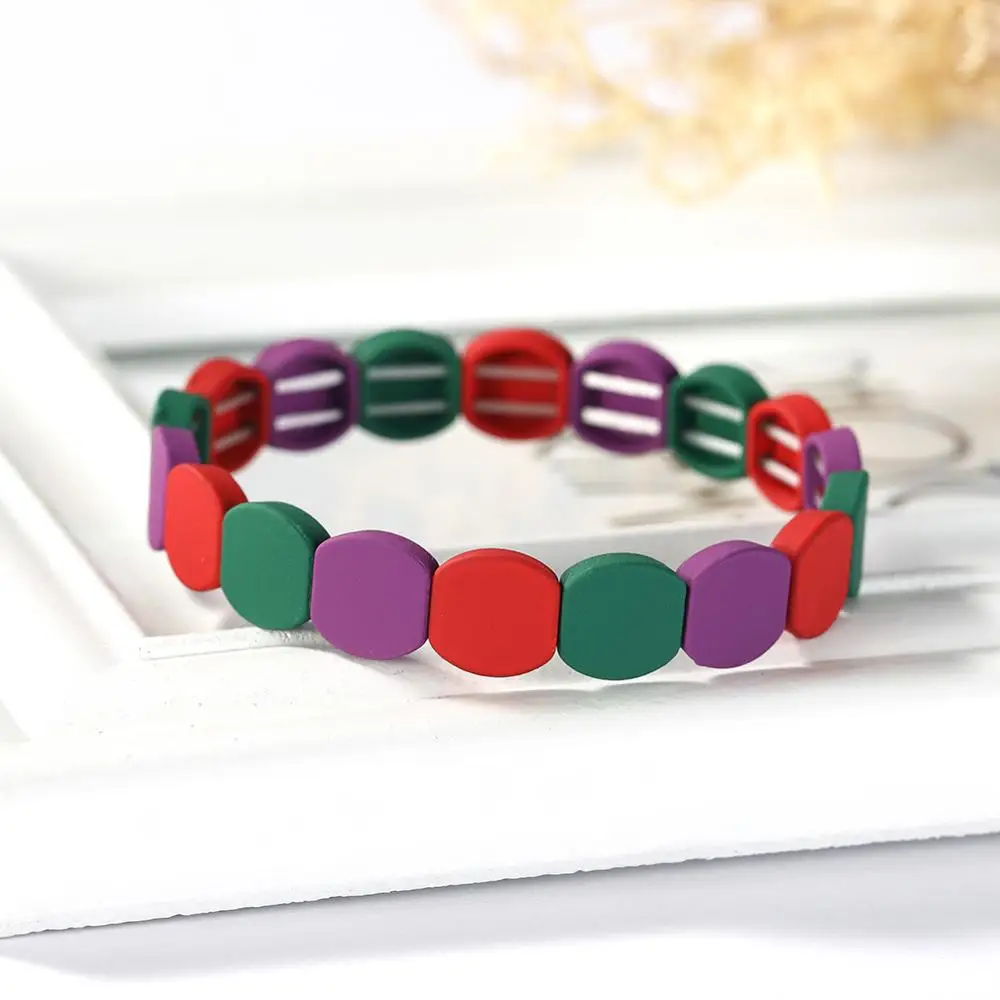 Tile Bead Bracelet 3 Myshape Заводские цельные эмалированные радужные плитки браслеты ручной работы индивидуальные бусины штабелируемые плитки браслеты женские ювелирные изделия - Окраска металла: Tile Bead Bracelet 3