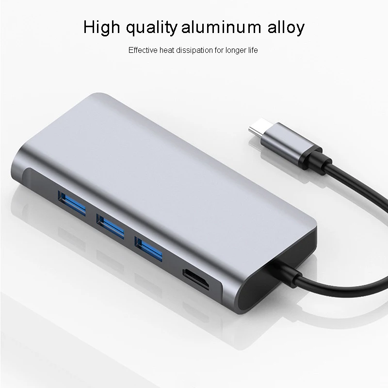 8 в 1 usb хаб для передачи данных типа C с портовым 3 USB 0 + 4K HDMI Micro SD Type PD RJ45 гигабитный