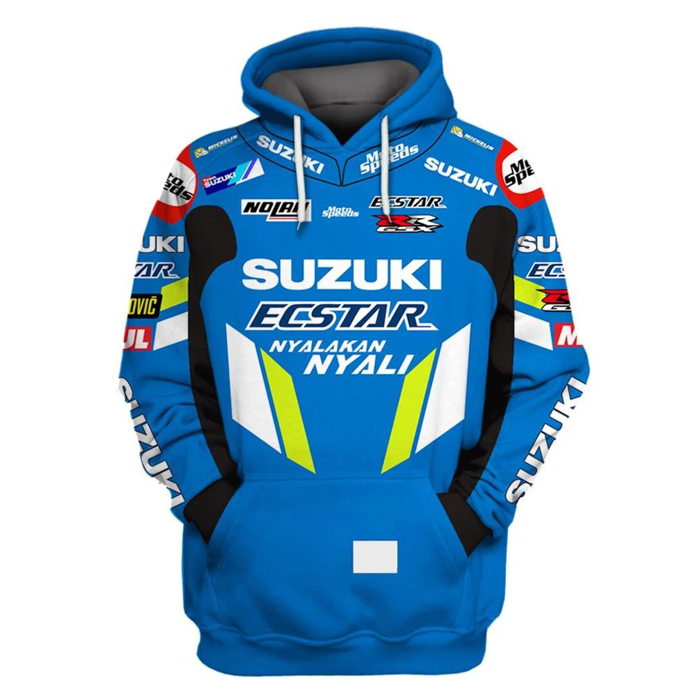 Толстовка для мотокросса Suzuki, мотоцикл, квадроцикл, внедорожник, Мужская зимняя толстовка с капюшоном