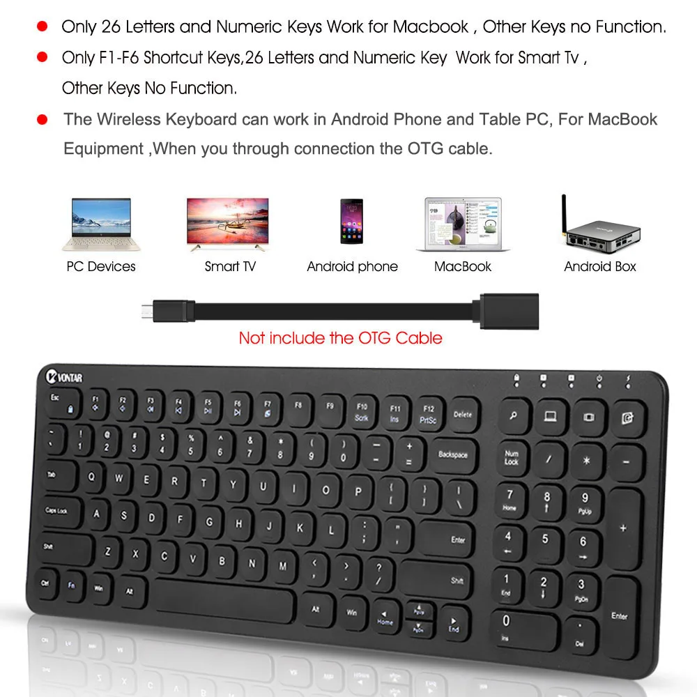 2.4G Wireless Keyboard Ultra Slim Multimedia Keyboard For Notebook Laptop Mac Desktop PC TV Office Supplies