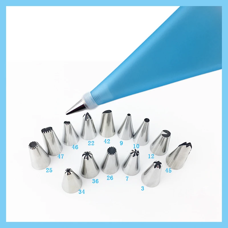 16 PCS/Set DIY Cake Tool Butter Converter Fashion Stainless Steel Nozzle Squeeze Pastry Bag Tips Cake Making Silk Flower CT2208