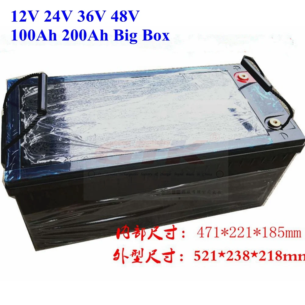 

12V 24V 36V 48V 100Ah 200Ah Customize Battery Pack Box case for Build Battery Pack Black Box with Handle Empty Box gtk OEM Box
