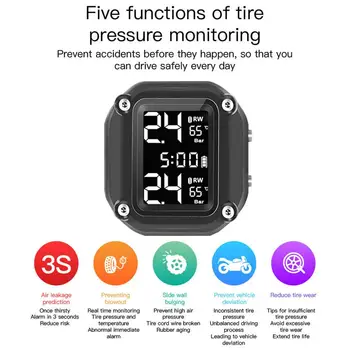 

Professional Motorcycle Solar Power TPMS Tyre Pressure Sensor Temperature Warning Fuel Save Motor Tire Pressure Monitor System