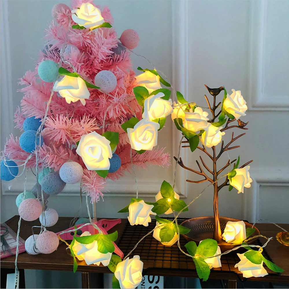 Rose Flower String Battery Powered Fairy Lights Wedding Home Birthday