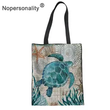 Nopersonality осьминог, море с принтом Черепашки-ниндзя Для женщин Холст Сумки из натуральной кожи большой Ёмкость на каждый день для девочек, сумки на плечо, сумки в Повседневное пляжная сумка
