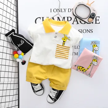

Baby Boys Clothing Sets Summer Kids Boys Giraffe Short Sleeve T shirt + Pants 2Pcs Casual Newborn Clothes Baby Boy Outfits