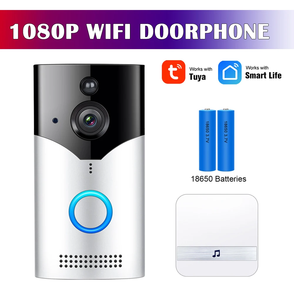 Tuya 1080P Smart Video Doorbell WiFi Wireless Video Intercom Door Bell Two-way Audio Remote Recording Home Night Vision Camera