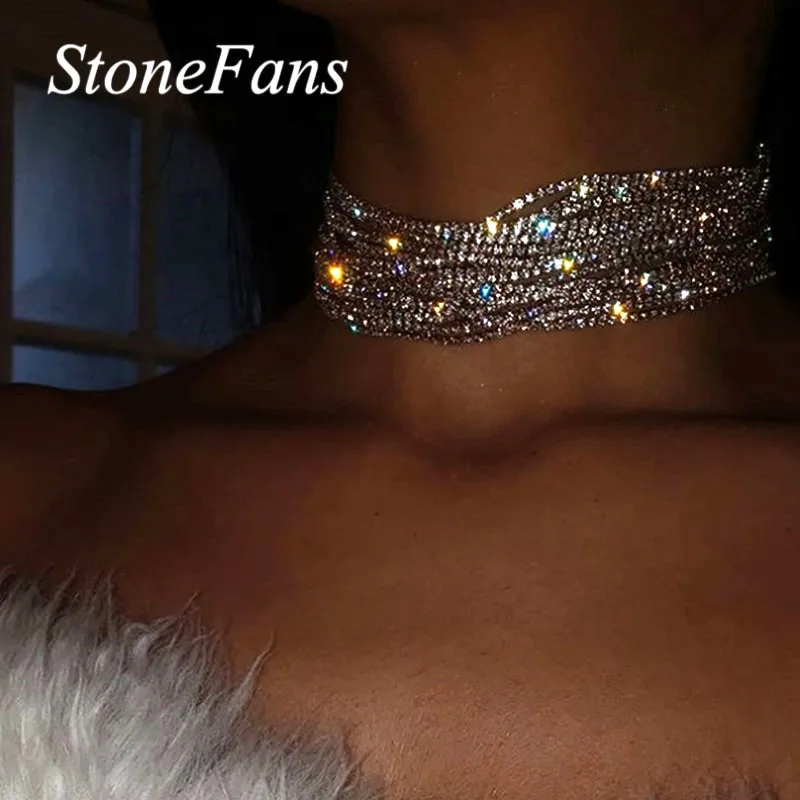 Stonefans массивные Многослойные колье со стразами ожерелье для женщин высокое качество кристалл ожерелье с мишурой ювелирные украшения в подарок