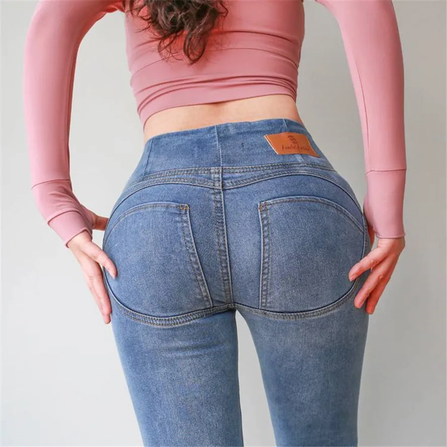 women's clothing stores Sexy Jeans High Waist Push Up Down Button Front  Zipper Shape Bottom Fashion Denim Pants Club Street  Pull Up Trousers ouc065 good american jeans