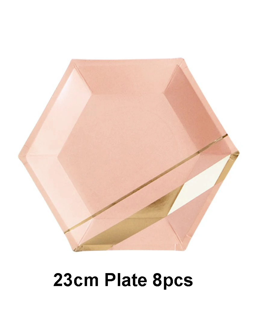 9inch plate 8pcs Вечерние золотые блокирующие одноразовые посуда бумажные тарелки соломки для дней рождения вечерние свадебные декорации Карнавальная посуда детские душевые принадлежности - Цвет: 9inch plate 8pcs