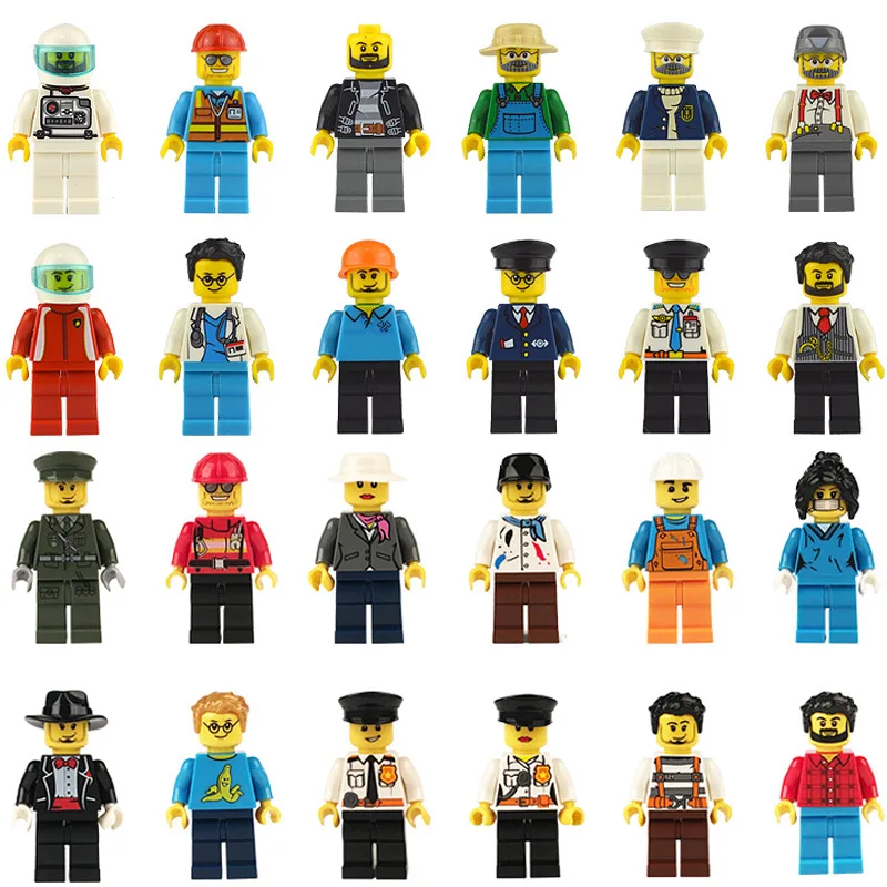24pcs/lot Occupation Figures Building Blocks Compatible LegoINGlys Mini Figure Bricks DIY Toys For Children Kids Christmas Gift