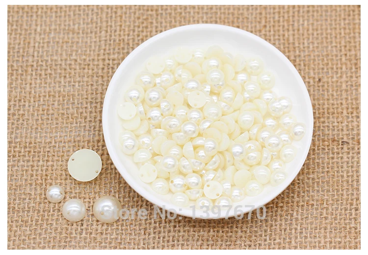 .mcc 14 mm Beige Color Pearlised Round Shape Pearl Beads .