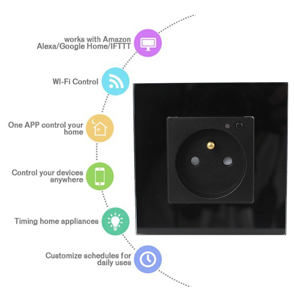 ACCKIP Wifi Smart Plug французский 13A Голосовое управление с Google Home Alexa пульт дистанционного управления устройством Prise murale intelligente