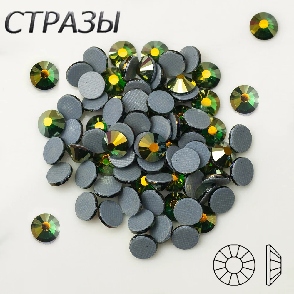 Изумрудные AB Iron On Crystal SS16 SS20 SS30 Стразы Горячая фиксация Кристалл свадебное платье