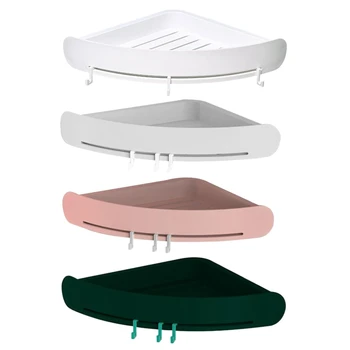 

2Pack Corner Caddy Bathroom Shower Shelf with Hooks Storage Basket Wall Mounted Organizer for Kitchen & Bathroom