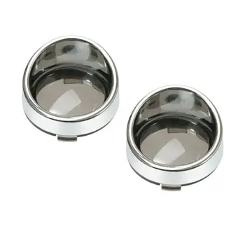 

2x Light Lens Cover Turn Light Smoke Lens Cover Bezels For Harley Softail Chrome