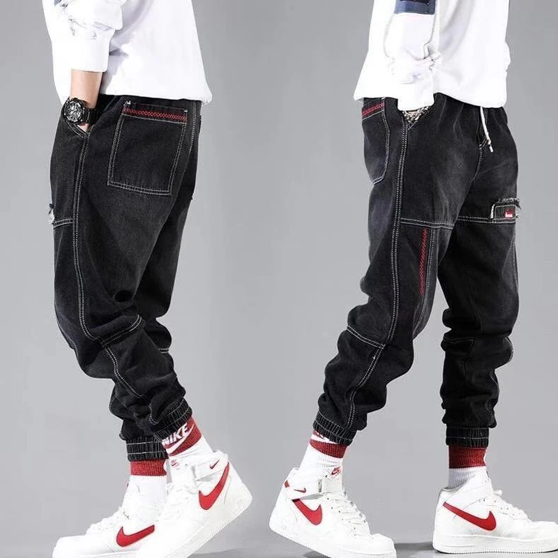 New Streetwear Hip Hop Cargo Pants Men's jeans Cargo Pants Elastic Harun pants Joggers In Autumn and Spring Men Cloth