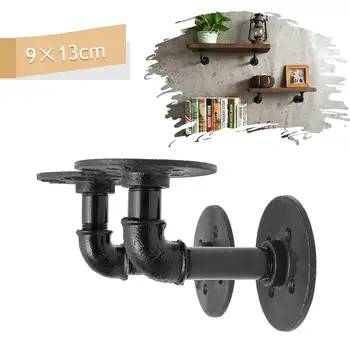 

2Pcs/set Vintage Retro Black Iron Industrial Pipe Shelf Bracket Mounting Bracket Holder Storage Holders Racks DIY Home Decor