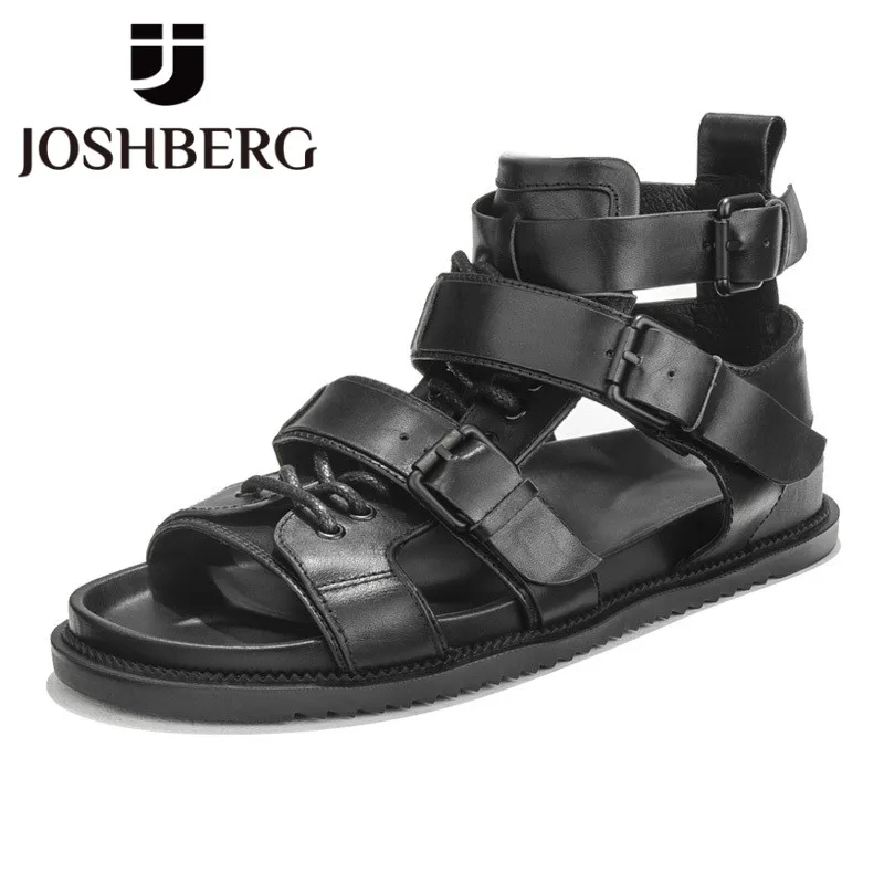 

JOSHBERG Brand Designer Cow Leather Men Shoes Cozy Men Sandals Trending Gladiator Sandals For Men Sandalias De Verano Para Mujer