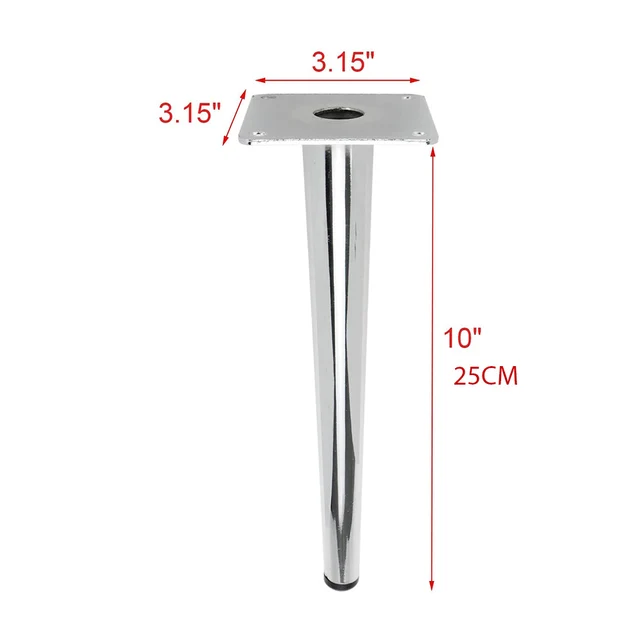 4Pcs Furniture table legs Silver Gold Metal Tapered Sofa Cupboard Cabinet Leg Feet 10/15//20/25/30 With Mounting Screws Straight feet 25cm