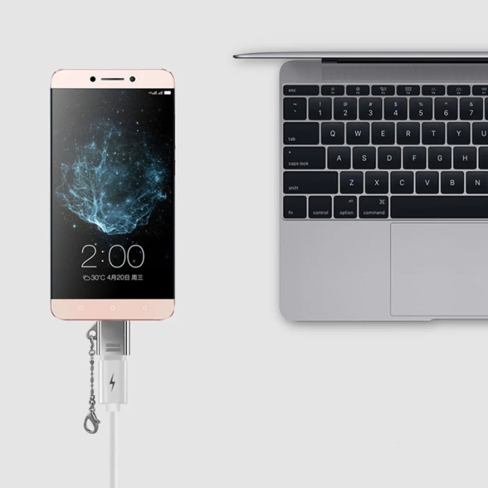 Type C Adapter Micro USB to USB-C Converter with Keychain for Samsung HTC MacBook Hi 888