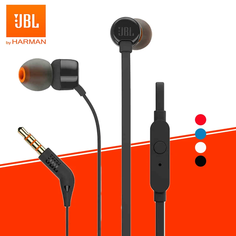 JBL-auriculares TUNE 110 con cable, T110, estéreo, para música, graves profundos, deportivos, Control en línea, manos libres con micrófono