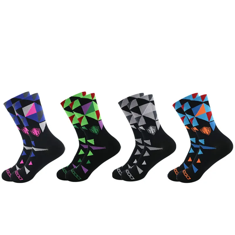 

2 Pairs Anti Slip Seamless Cycling Socks Integral Moulding High-tech Bike Sock Compression Bicycle Outdoor Running Sport Socks