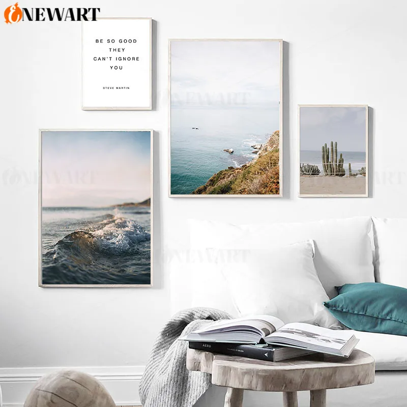 Scandinavian Poster Ocean Beach Wall Art Canvas Print Landscape Painting Nordic Decoration Picture Modern Living Room Home Decor | Дом и сад
