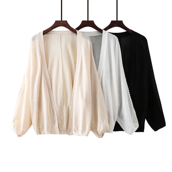 

Ice silk knitted sweater women's cardigan 2020 spring new beautiful fairy coat lazy thin summer sun clothes air conditioning