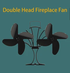 Double Head Three Leaf Fireplace Fan Small Heat Powered Stove Fan for Pellet Stove Fans Fireplace-f-stove Fireplaces Ecofan Wood