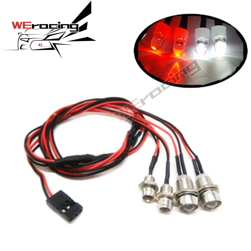 2 шт. 4LED фары комплект белый красный для RC автомобиля 1/10 1/8 HSP Redcat RC4WD осевой SCX10 D90 HPI